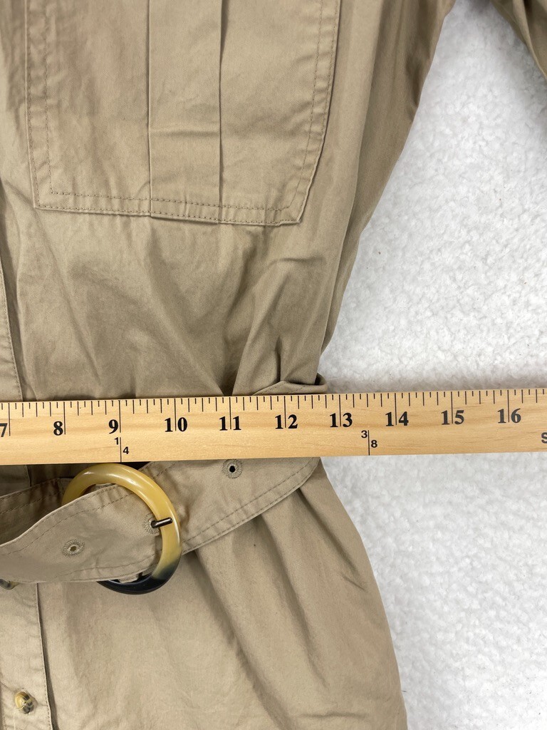 Mango Shirt Dress Women’s Size 4 Beige Robe Chemisier Belted Long Sleeve