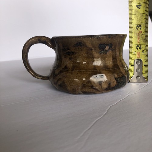 Signed Handmade Pottery Mug Glazed Multicolor Brown Stoneware - Picture 7 of 8
