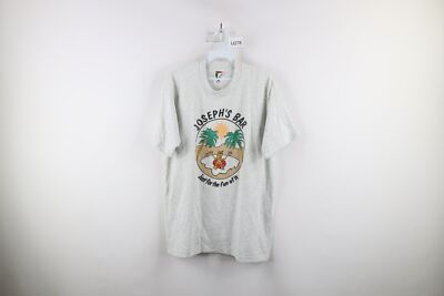 Vintage 90s Streetwear Mens Large Distressed Josephs Bar Camel T-Shirt Gray