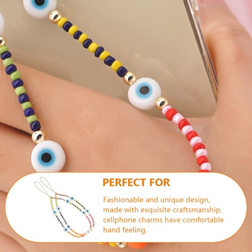 2pcs Phone Wrist Straps Evil Eye Cellphone Charms Beaded Phone Chain Phone - Zdjęcie 7 z 12