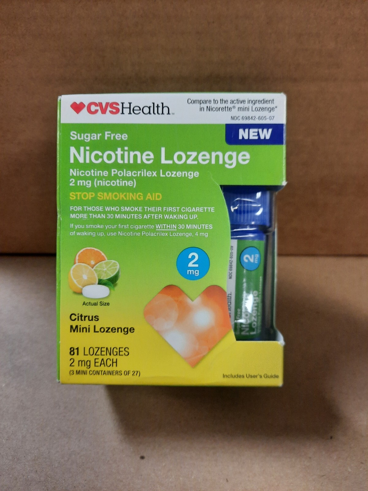 2 Boxes CVS Health NICOTINE Mini Lozenge CITRUS 2 mg TOTAL 162 Lozenge