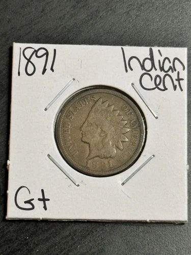 1891 Indian Head Cent Penny G+ Good Better Date U.S. 1c Coin (Raw15127)