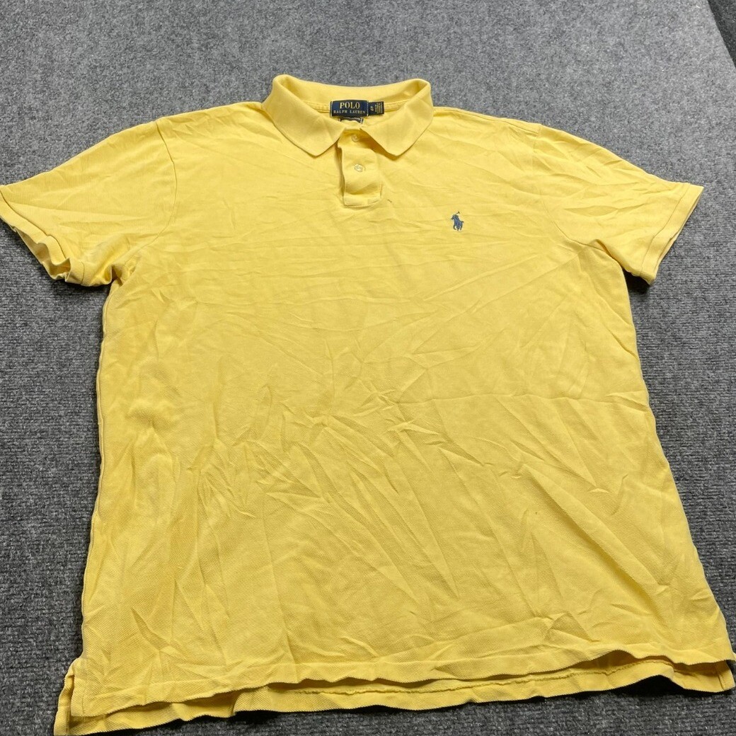 Men's Slim Fit Yellow Short Sleeve Collared T-Shirt Size XL