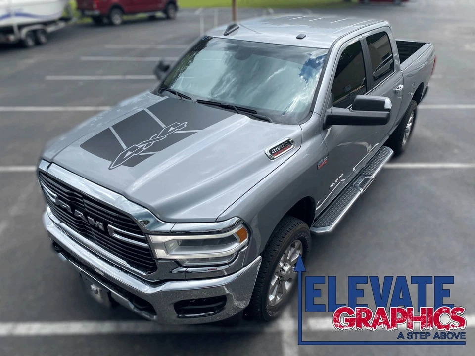 For Dodge Ram 1500 & 2500 Stripes Hood Decals Vinyl Graphics Stickers 2019-2025 - Image 3 of 4