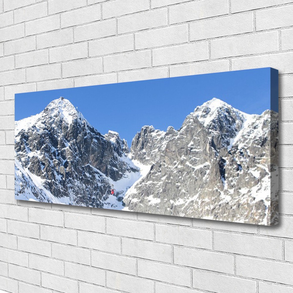 Tableau paysage de neige de montagne 125x50 cm impression sur toile