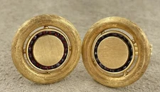 14K & Garnets Lucien Piccard Vintage Pair Cufflinks