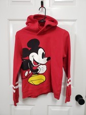 Disney Running Mickey Mouse Hooded pullover Fleece Sweatshirt youth 12/14