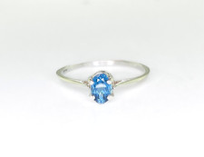 6 x 4 mm Oval Blue Topaz Sterling Silver Solitaire Ring Size 8