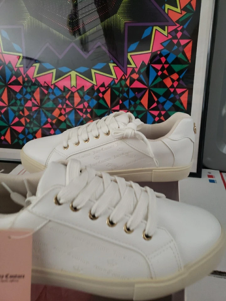 Tenis Juicy Couture para mujer talla 10 zapatos de cuero blanco ☆#1L Foto 4 de 4