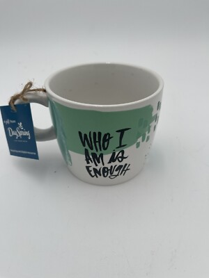 Inspirational Ceramic 14oz Coffee Mug - Who I Am Enough, God Fills The Void...