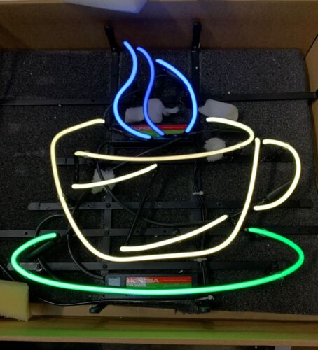 Hot Coffee Cafe Open Plate Cup 20"x16" Neon Light Sign Lamp Display Wall Decor - Picture 1 of 1