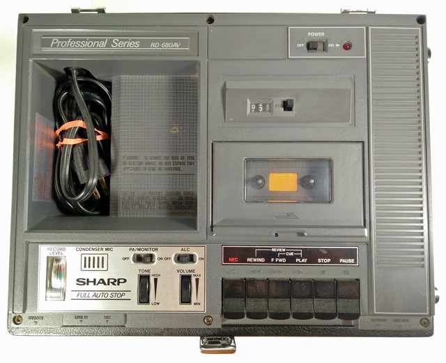 Vintage Sharp Professional Portable Cassette Recorder Rd680av Good for