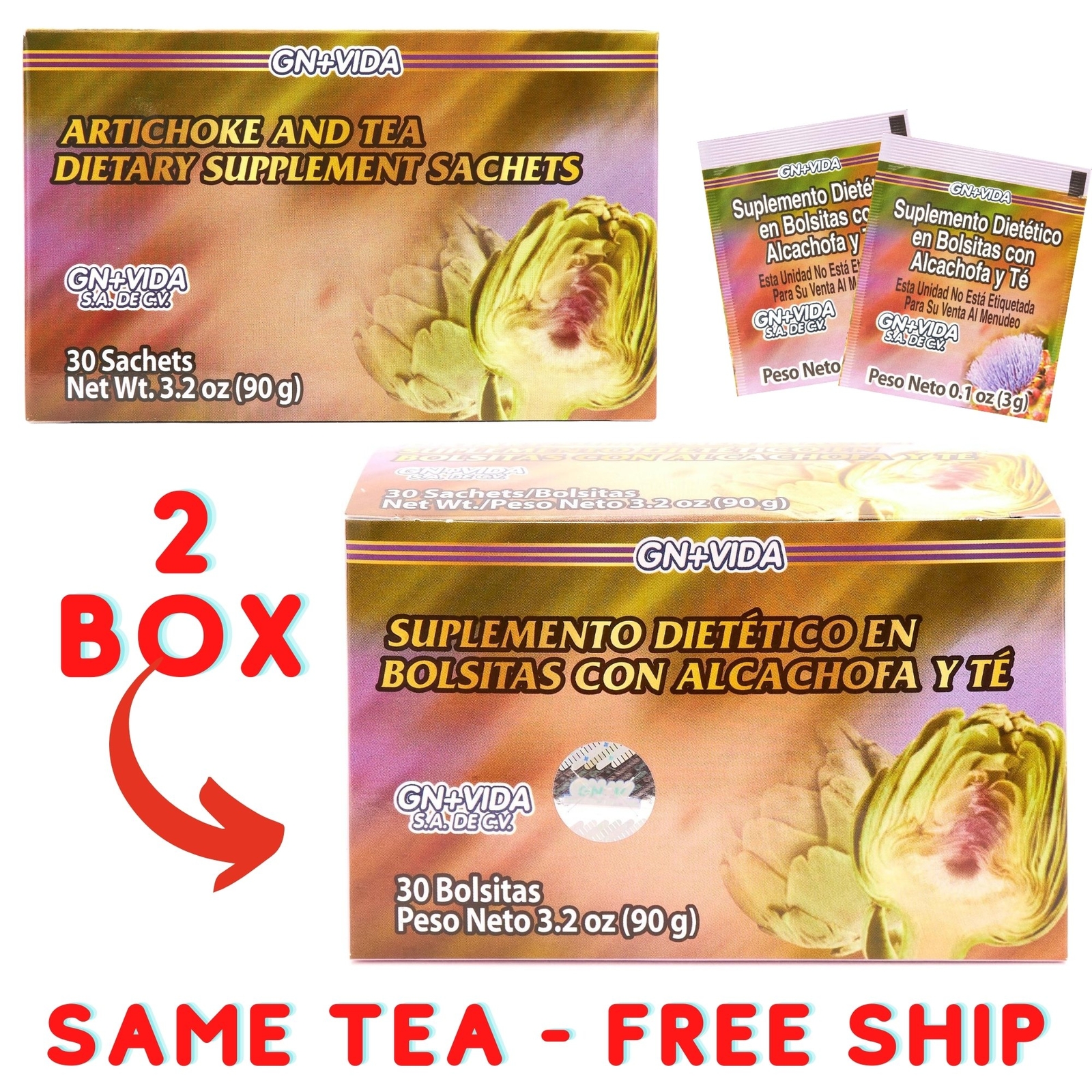Gn+vida Original Artichoke Green Tea And More 60 Day