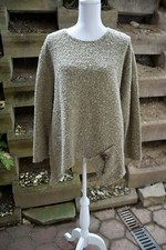 Eve Paris ★ LAGENLOOK ★ Zipfel Pullover ★ Überwurf ★ Boucle ★oliv mit goldfaden