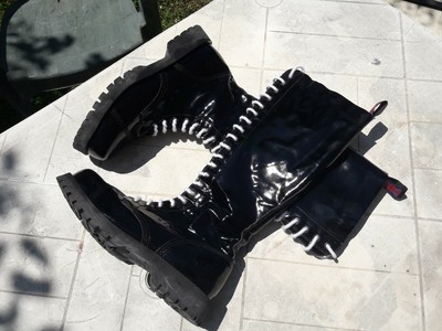 Anfibi ALPHA RANGERS 20 hole PVC patent lack 41 punk boots goth fetish  stiefel | eBay