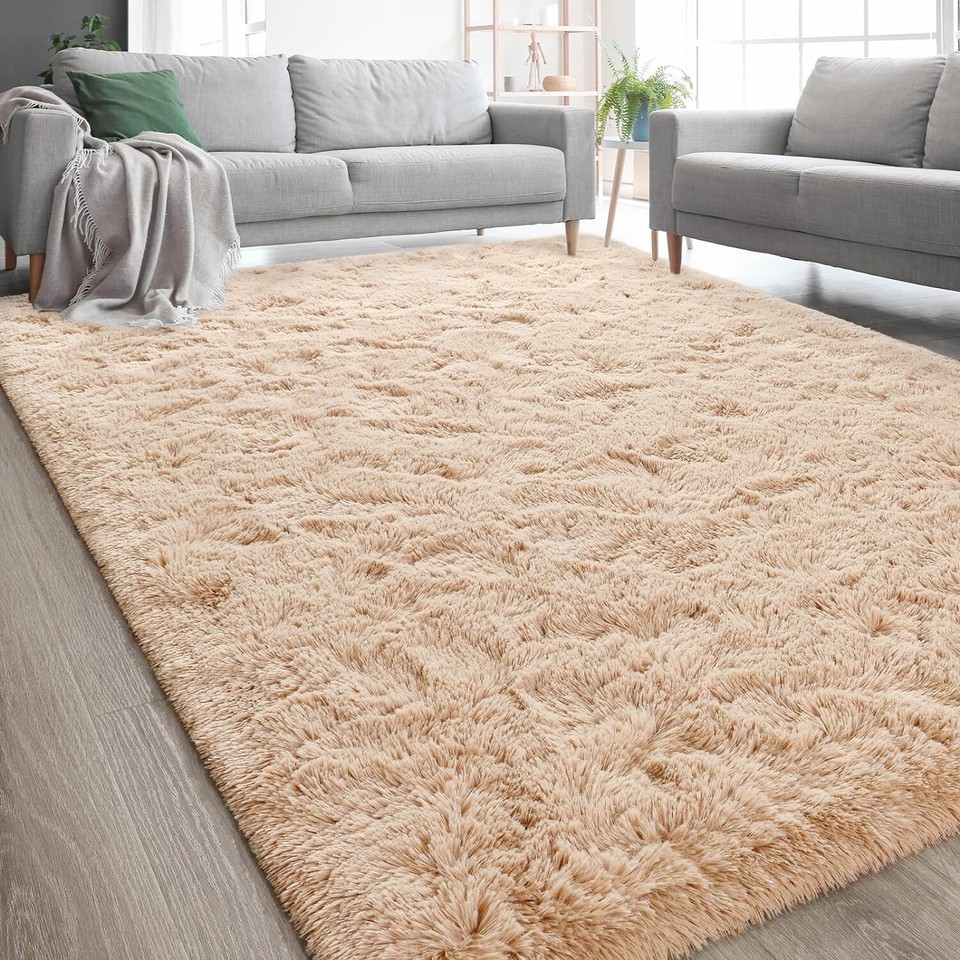 Fluffy Rugs Large Shaggy Rug Bedroom Living Room Anti Slip Soft Carpet ...