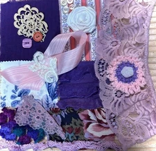 Slow Stitch Junk Journal Kit Craft Sewing Crochet Vintage Fabric Lace #04