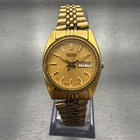 Seiko Watch Women 24mm Gold Dial Gold Tone Daydate Round 7N83-0041 New Battery