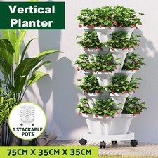 Vertical Planter 5 Tier Stackable Planters with Wheels & Tools Garden Tower Pot