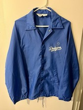 Vintage 70s Los Angeles Dodgers Coach Jacket Size Medium Blue Baseball MLB Snap