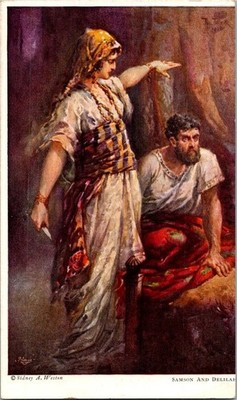 Samson and Delilah Postcard Sidney A Weston