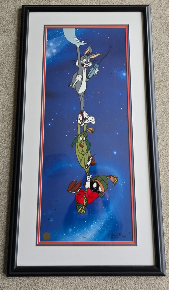 Haredevil Hare Bugs Bunny with Marvin Martian Cel Signed Chuck Jones Art - Image 1 of 1
