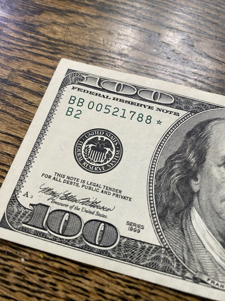 1999 $100 Dollar Star Note With Low Serial Number -ALMOST UNCIRCULATED - Image 3 of 4