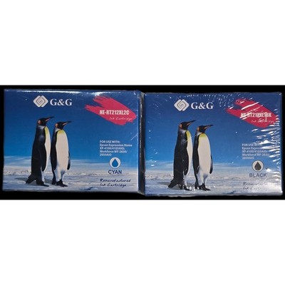 G&G 212XL Ink Cartridges Black & Cyan Epson XP-4100 WF-2830 2-Pack Sealed 06/23