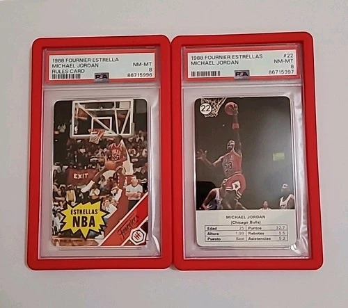 1988 Michael Jordan Fournier Estrella PSA 8 2-card Set