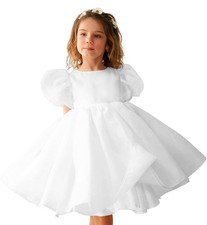 Toddler Flower Girl Dresses for Wedding Organza Puff Sleeve Prom Ball Gown fo...