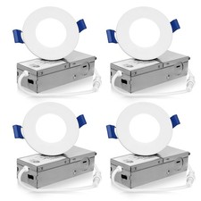 4 Pack 3 Inch 5CCT LED Recessed Ceiling Light with Junction Box, 2700K/3000K/...