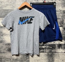 Nike Boys 2pc Outfit Shirt  Shorts Set Sz 10-12 M Medium Blue Grey