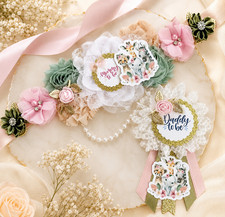 Pink Safari Animals Mommy to be Baby Shower Maternity Sash