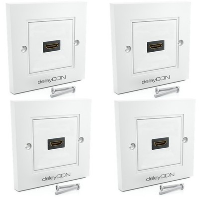 4x HDMI Dose Wanddose 1x Port Unterputz Montage 4K/8K FULL HD 80x80mm - Weiß