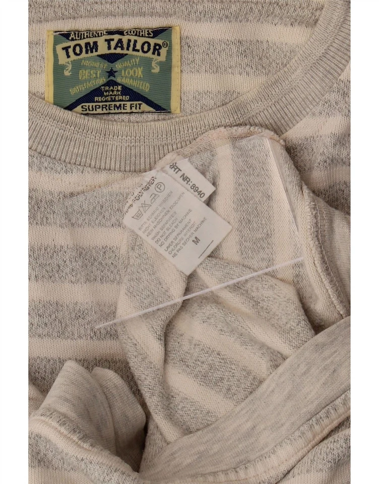 TOM TAILOR Womens Oversized Sweatshirt Jumper UK 14 Medium Grey Striped CZ12 Foto 3 de 3