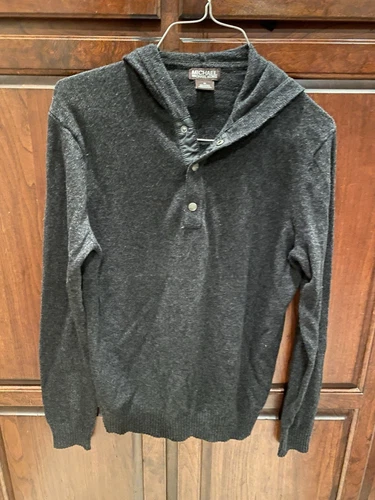 Michael Kors maglione donna taglia M lana cotone nero grigio scuro felpa con cappuccio