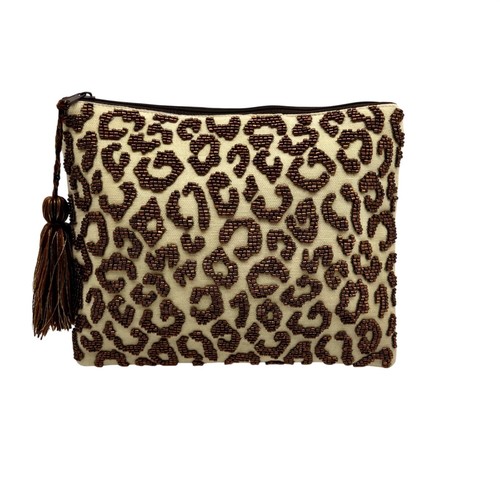 MMS Brands Beaded Leopard Print Clutch