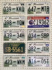 lot of 10 TENNESSEE license plates - craft condition