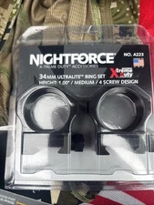 NightForce X-Treme Duty Ultralite 34mm 4 Screw Ring Set 1" Medium