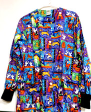 Uniform Advantage Halloween Scrub Jacket Snap Front Medical SZ M knit cuffs