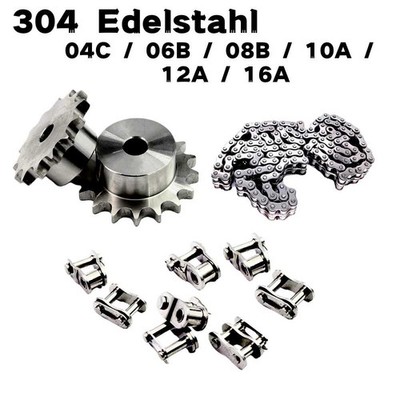 Rollenkette Rostfreier Stahl 304 Rollenkette-Ritzel 04C 06B 08B 10A 12A 16A