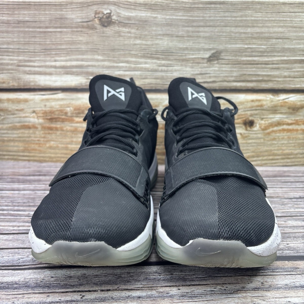 Mens Size 13 USED Nike PG 1 Black Ice Black White Basketball Shoes