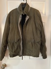 Vintage Green Woolrich Size Large Wool Nylon Cotton Leather Lined Jacket Coat