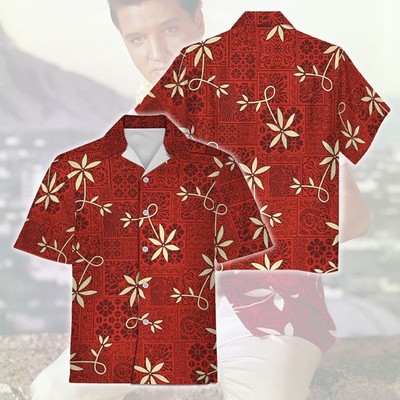 Elvis Presley  iconic hawaiian shirt,  Blue Hawaii 80s shirt, floral