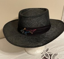 Vintage Greg Norman Signature Black Straw Hat...