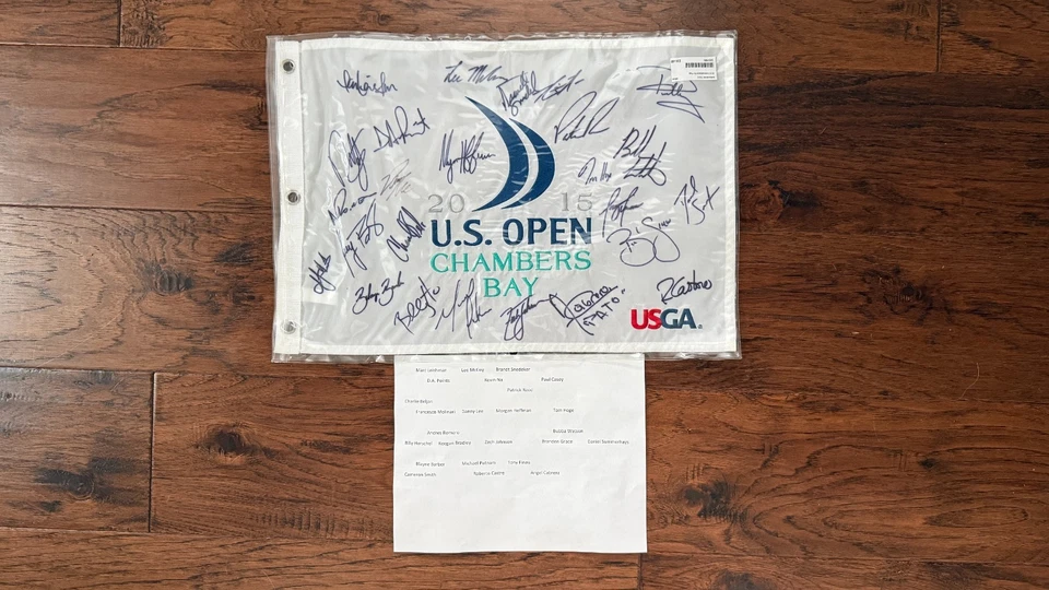 2015 Campeonato Abierto de Estados Unidos Firmado Pin Bandera Grandes Ganadores  Foto 4 de 4