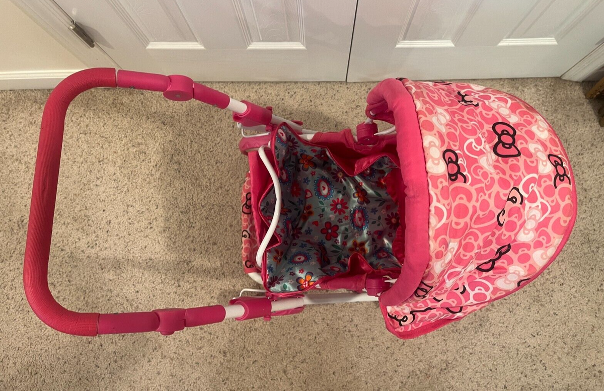 Hello Kitty Pink Walk Stroller For Dolls Baby Carriage Sanrio