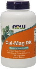 NOW Foods Cal-Mag DK Caps Vitamins D-3 and K-2 Complete Bone Formula (180 caps)