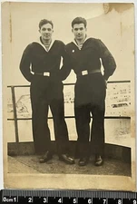 Vintage photo of the USSR sailors, tender male friendship, handsome young guys