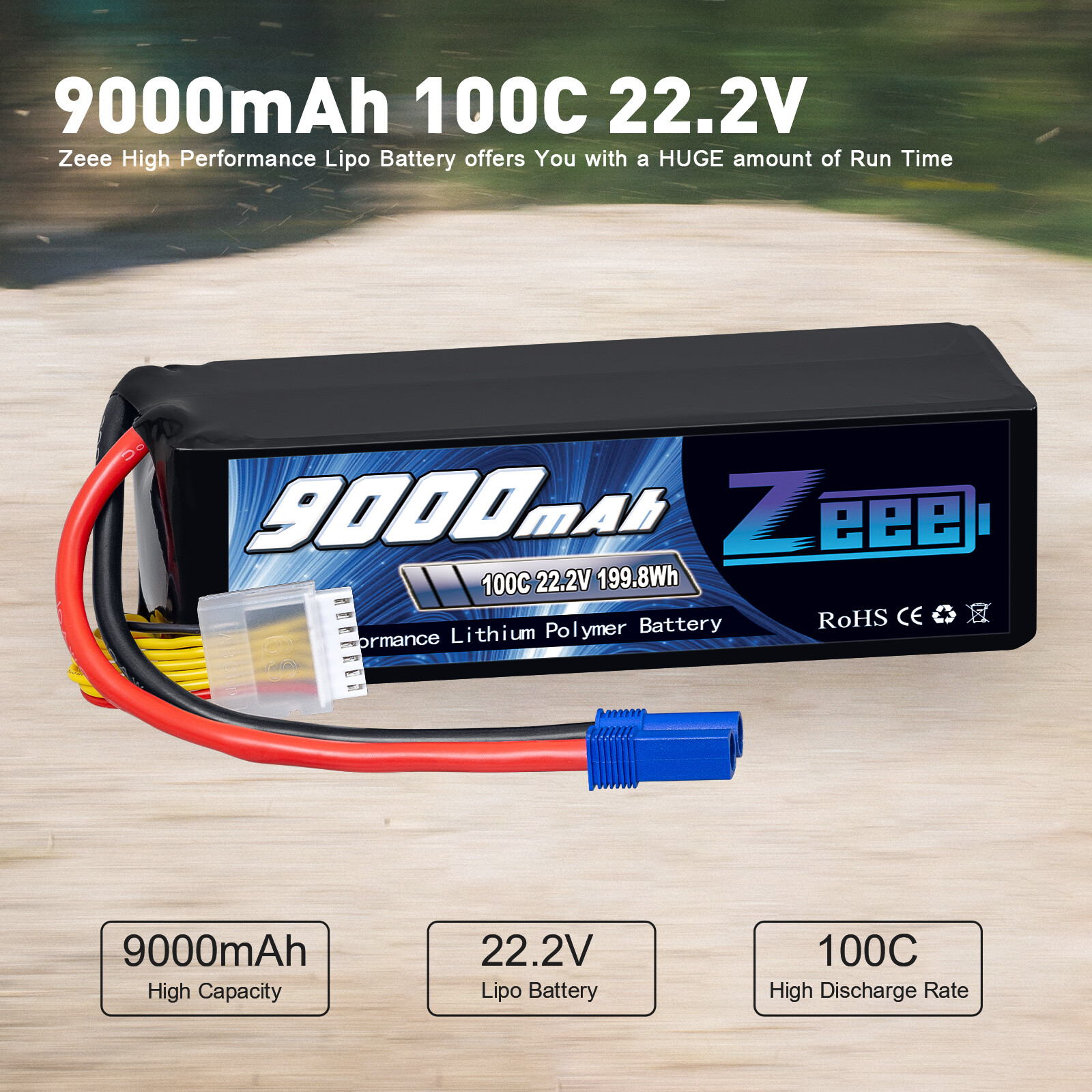 Lipo 6s Zeee 4S Lipo Batterie 14.8V 100C RC Batterie 9000mAh Avec Prise